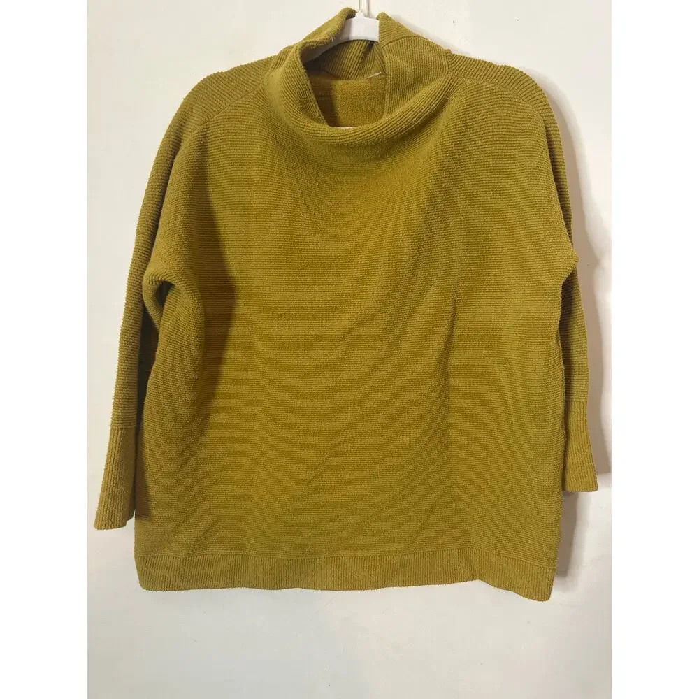 Free People Turtleneck Sweater Womens Size S Mustard Gold Oversized c2